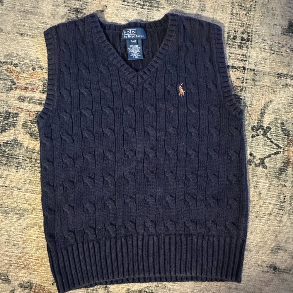 Navy boys polo by Ralph Lauren sweater vest 4t